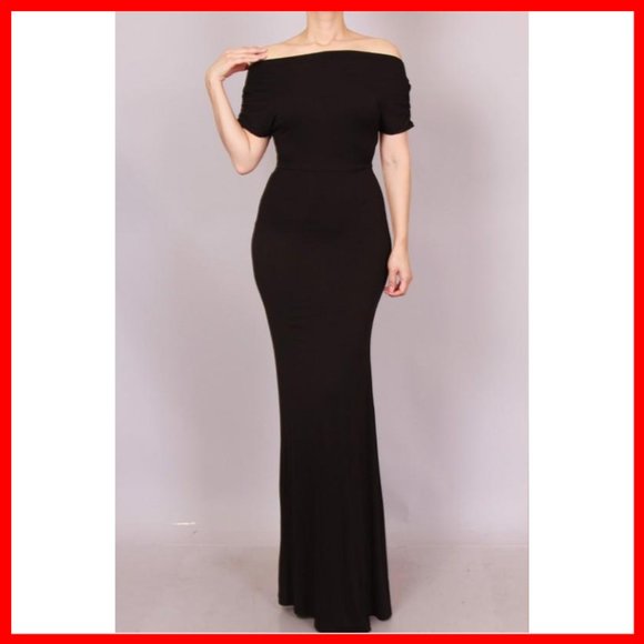 NWT Off Shoulder Solid Color Maxi Dress - Picture 7 of 7
